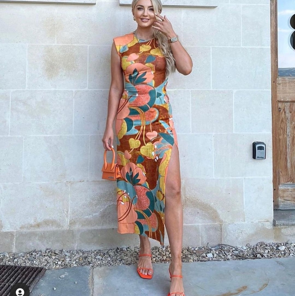 Zara Cut out Printed dress